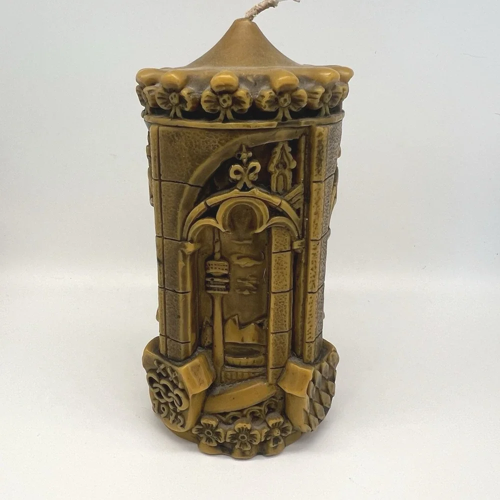 Vintage 1972 Germany Olympic Munich Relief Sculptural Hand Carved Candle